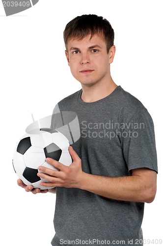 Image of Man with classic soccer ball