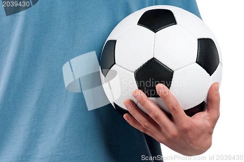 Image of Man with classic soccer ball