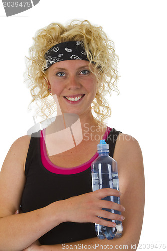 Image of Woman holding bottle of water