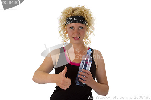 Image of Woman holding bottle of water