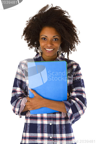 Image of Female afro american with a job application