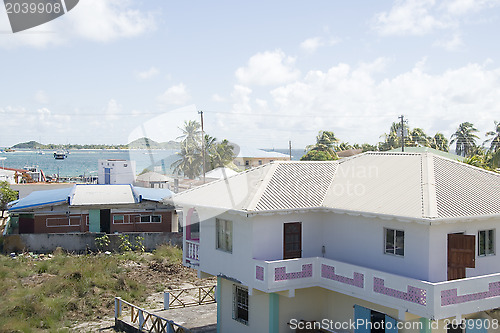 Image of town harbor port view from typical Caribbean architecture Clifto