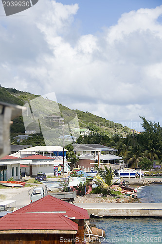 Image of town harbor port view from typical Caribbean architecture Clifto