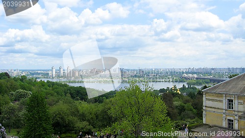 Image of panorama of Kyiv city in spring