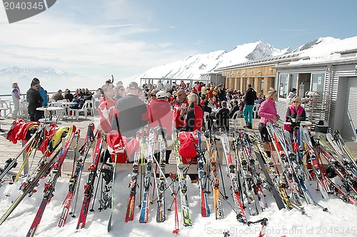 Image of Skiers at mountain top