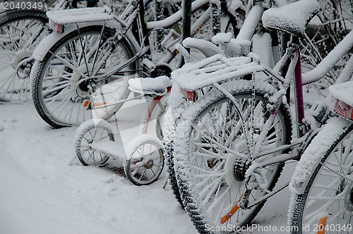 Image of Bicycles in snow