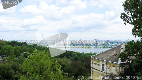 Image of panorama of Kyiv city in spring