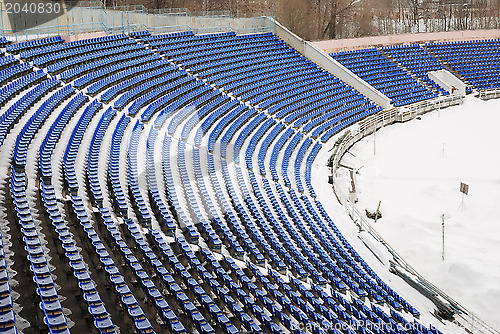 Image of part of a snow-covered stadium