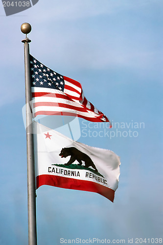 Image of  USA and California flags