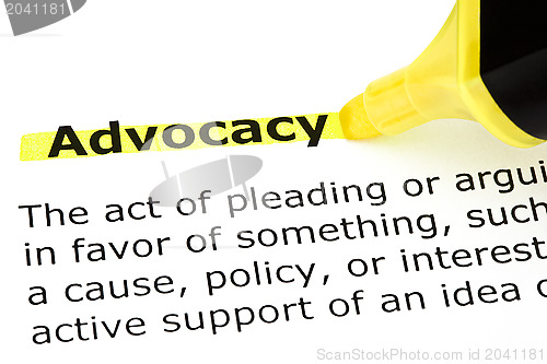 Image of Advocacy highlighted in yellow