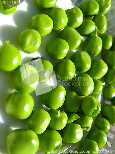 Image of Grains of peas on a white background
