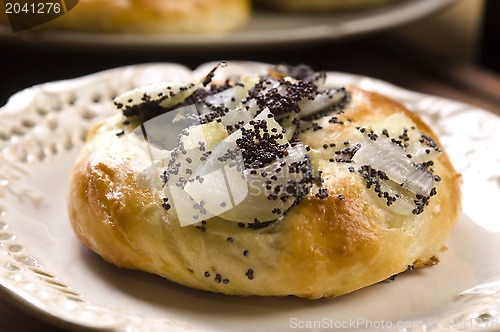 Image of Cebularze - traditional polish cake with onion and poppy seed