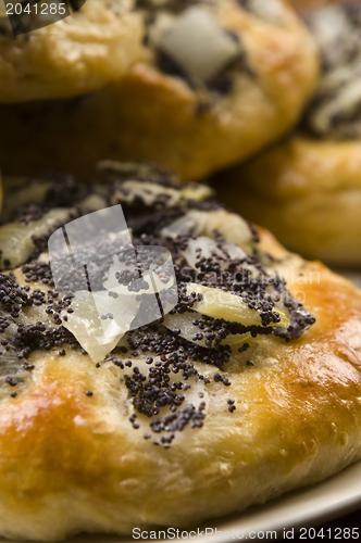 Image of Cebularze - traditional polish cake with onion and poppy seed