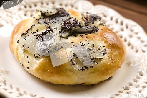 Image of Cebularze - traditional polish cake with onion and poppy seed