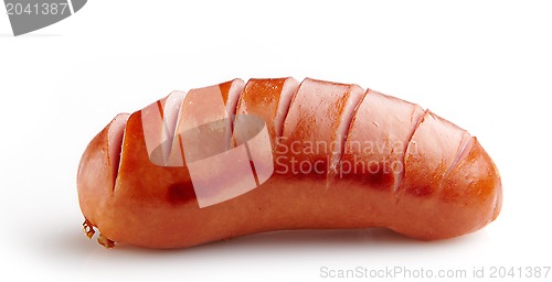 Image of grilled sausage on white background