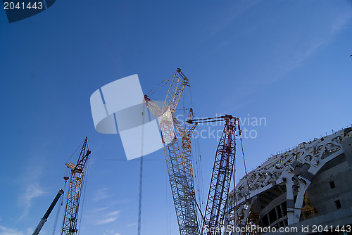 Image of Construction site with big cranes