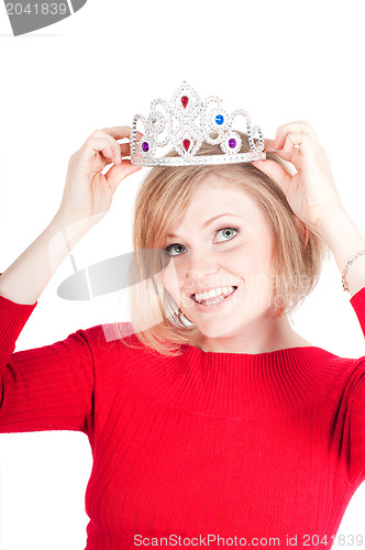 Image of Portrait of beautiful woman with crown