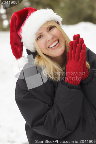Image of Attractive Woman Having Fun in the Snow
