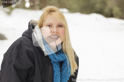 Image of Attractive Woman Having Fun in the Snow