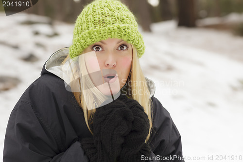 Image of Attractive Woman Having Fun in the Snow