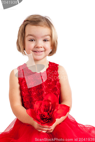 Image of Beautiful little girl in red 