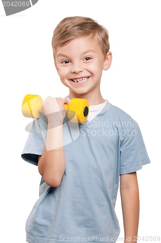 Image of Boy with dumbbells