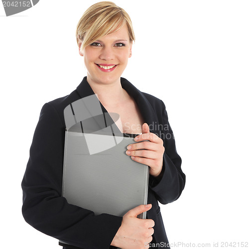 Image of Smiling businesswoman or manageress