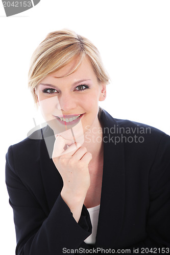 Image of Portrait of a smiling businesswoman