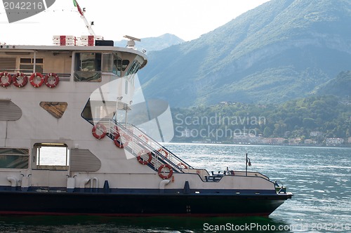 Image of Ferry passing lake Como, Italy