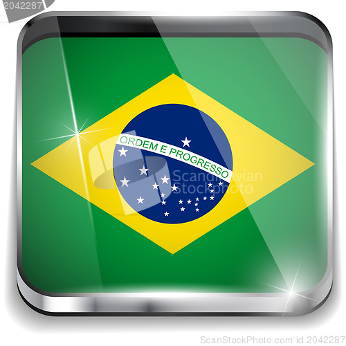 Image of Brazil Flag Smartphone Application Square Buttons