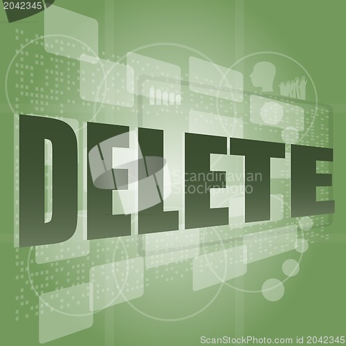 Image of delete word on digital screen