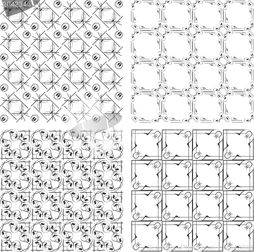 Image of Set of monochrome geometric seamless patterns. background collection