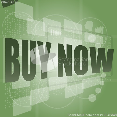 Image of buy now on a digital screen