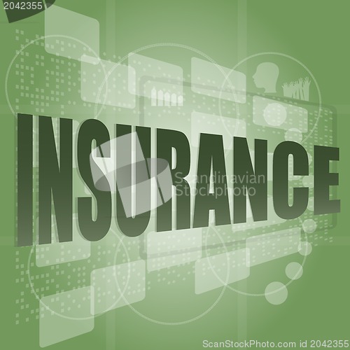 Image of insurance word on digital screen