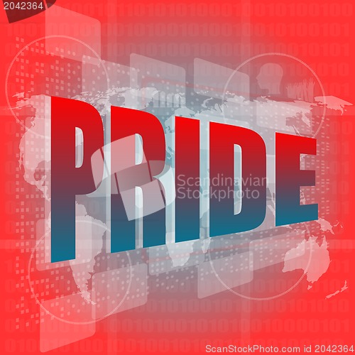 Image of The word pride on digital screen