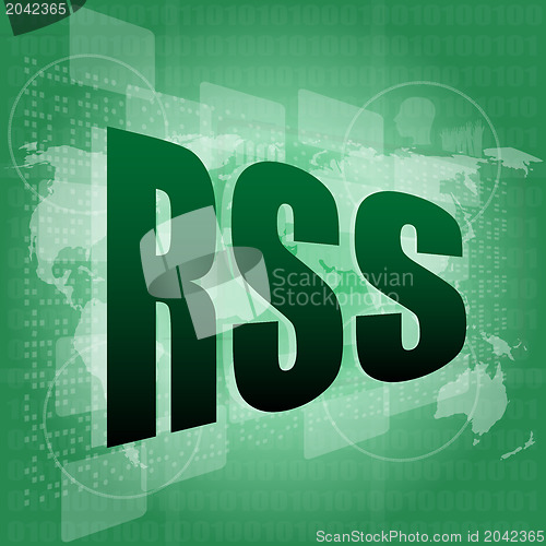 Image of RSS word on digital screen