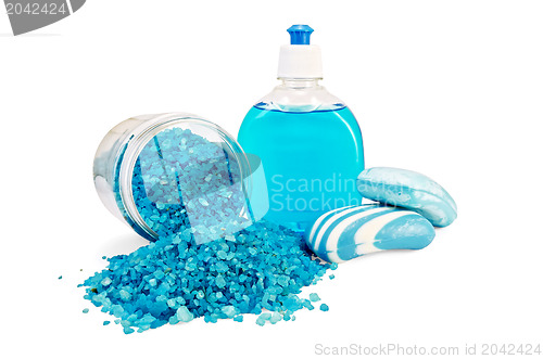 Image of Soap blue different with bath salts in the jar