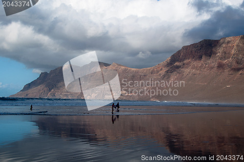 Image of Beautiful Sunset On Famara Beach, Lanzarote