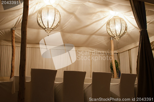 Image of Traditional Riad Tent In Marrakesh At Night