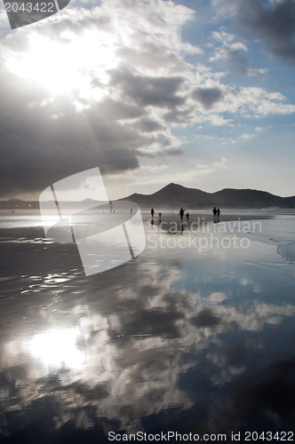 Image of Beautiful Sunset On Famara Beach, Lanzarote