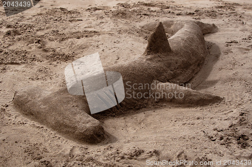 Image of Hammerhead Shark Made Of Sand