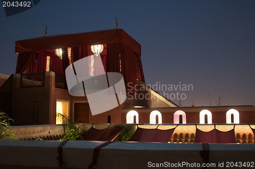 Image of Traditional Riad Tent In Marrakesh At Night