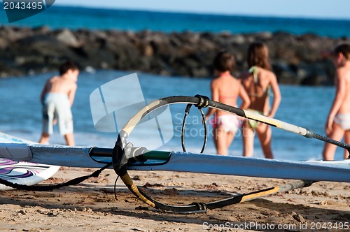 Image of Windsurf Board On The Beach