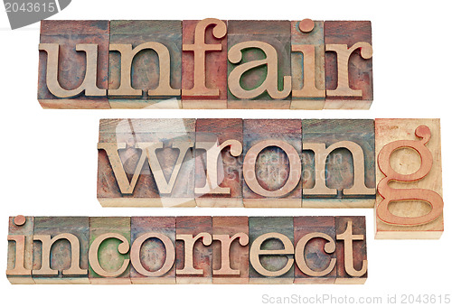 Image of unfair, wrong, incorrect