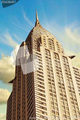 Image of Manhattan Skyscrapers with dramatic Sky on background