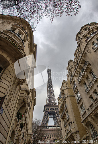 Image of Paris Buildings with Eiffel Tower in the middle.