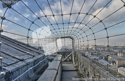 Image of Fence on Notre Dame Top Terrace in Paris