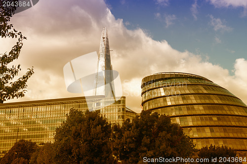 Image of Modern structure of London Buildings near Thames river