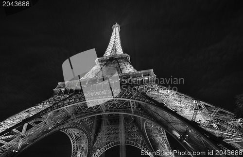 Image of PARIS - DEC 1: Eiffel Tower Lights at night, closeup on December