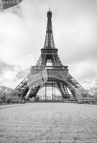 Image of Dramatic Infrared Picture in Black and White of the Eiffel Tower